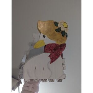 Vtg‎ Wooden Goose Hand Painted Basket Slated Rack Country Farmhouse Cottagecore